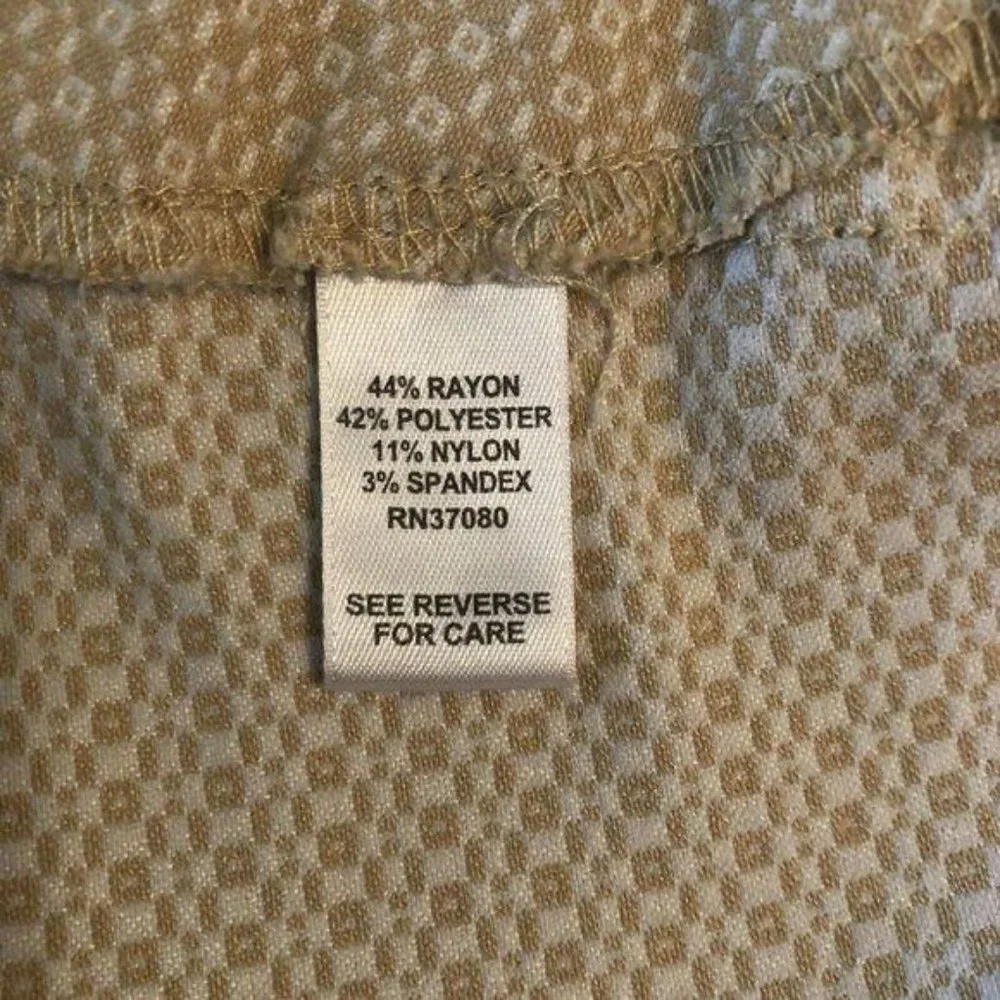 Cato Size 28W Tan White Square Pull On Classic Pants - Picture 3 of 4